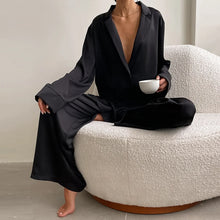 Load image into Gallery viewer, Oversized Long Sleeves Satin Silk Sleepwear Pajamas For Women