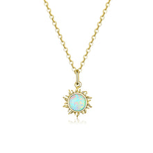 Load image into Gallery viewer, Shimmering White Opal Sun Pendant Necklace | 925 Sterling Silver