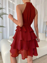 Load image into Gallery viewer, Ruffle Design Halter Neck Sleeveless Women Dress