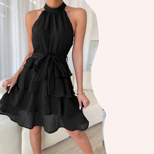 Load image into Gallery viewer, Ruffle Design Halter Neck Sleeveless Women Dress