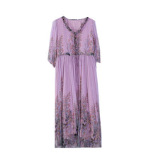 Load image into Gallery viewer, Elegant Long Floral Silk Dress