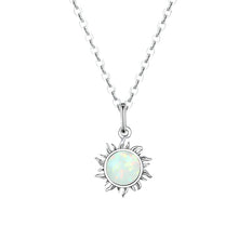 Load image into Gallery viewer, Shimmering White Opal Sun Pendant Necklace | 925 Sterling Silver
