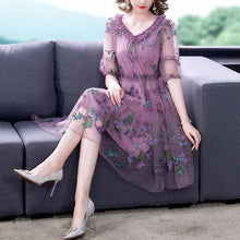 Load image into Gallery viewer, Mesh Embroidery High-End Dress