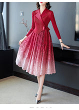 Load image into Gallery viewer, Pleated Skirt Long Sleeve Woman Dress Suit