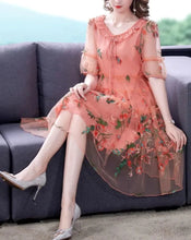 Load image into Gallery viewer, Mesh Embroidery High-End Dress