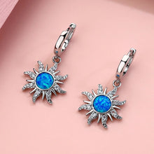 Load image into Gallery viewer, Gold Silver Color Sun Flower Fire Opal Pendant Hoop Earring