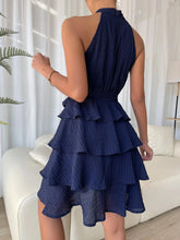 Load image into Gallery viewer, Ruffle Design Halter Neck Sleeveless Women Dress