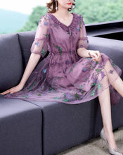 Load image into Gallery viewer, Mesh Embroidery High-End Dress
