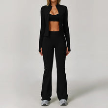 Load image into Gallery viewer, 3PCS Women's Sports Set: Slim Fit Quick-Dry Yoga Jacket & High Waisted Push Up Fitness Outfit | All-Season Workout Clothes