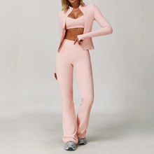 Load image into Gallery viewer, 3PCS Women's Sports Set: Slim Fit Quick-Dry Yoga Jacket & High Waisted Push Up Fitness Outfit | All-Season Workout Clothes