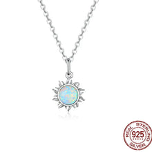 Load image into Gallery viewer, Shimmering White Opal Sun Pendant Necklace | 925 Sterling Silver
