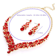 Load image into Gallery viewer, Teardrop Shape Crystal Bridal Jewelry Necklace + Earring Set