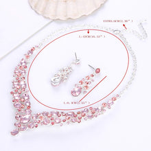 Load image into Gallery viewer, Teardrop Shape Crystal Bridal Jewelry Necklace + Earring Set