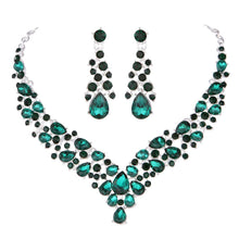 Load image into Gallery viewer, Teardrop Shape Crystal Bridal Jewelry Necklace + Earring Set