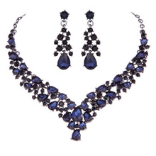 Load image into Gallery viewer, Teardrop Shape Crystal Bridal Jewelry Necklace + Earring Set