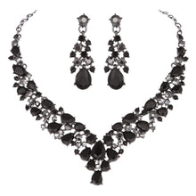 Load image into Gallery viewer, Teardrop Shape Crystal Bridal Jewelry Necklace + Earring Set