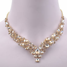 Load image into Gallery viewer, Teardrop Shape Crystal Bridal Jewelry Necklace + Earring Set