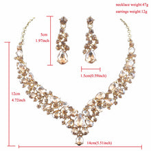 Load image into Gallery viewer, Teardrop Shape Crystal Bridal Jewelry Necklace + Earring Set