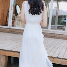 Load image into Gallery viewer, Elegant Long Sleeveless O Neck 100% Mulberry Silk Dress
