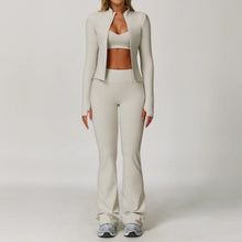 Load image into Gallery viewer, 3PCS Women&#39;s Sports Set: Slim Fit Quick-Dry Yoga Jacket &amp; High Waisted Push Up Fitness Outfit | All-Season Workout Clothes
