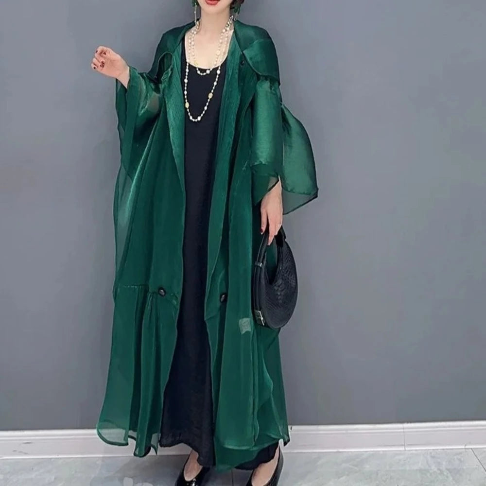 Elegant Loose Thin Long Hooded Women Cardigan