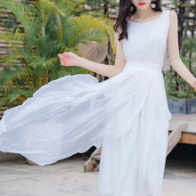 Load image into Gallery viewer, Elegant Long Sleeveless O Neck 100% Mulberry Silk Dress
