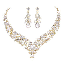 Load image into Gallery viewer, Teardrop Shape Crystal Bridal Jewelry Necklace + Earring Set
