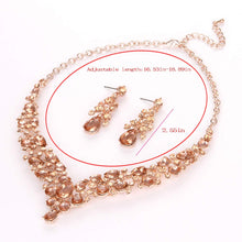 Load image into Gallery viewer, Teardrop Shape Crystal Bridal Jewelry Necklace + Earring Set
