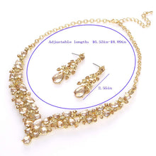 Load image into Gallery viewer, Teardrop Shape Crystal Bridal Jewelry Necklace + Earring Set
