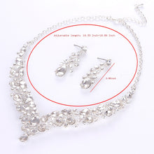 Load image into Gallery viewer, Teardrop Shape Crystal Bridal Jewelry Necklace + Earring Set
