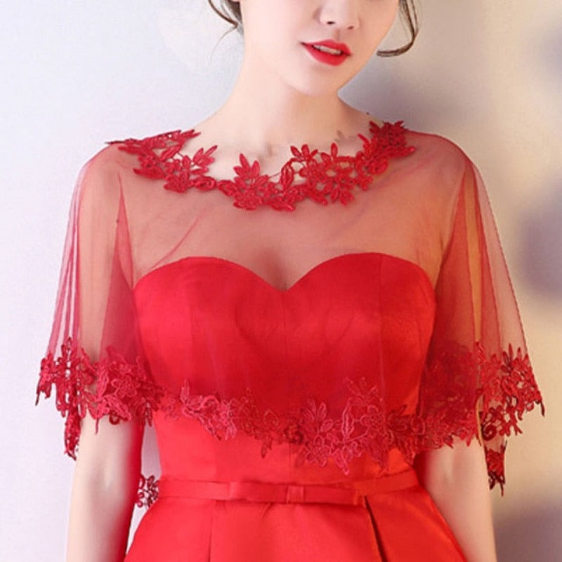 Women Elegant Applique Tulle Shawl