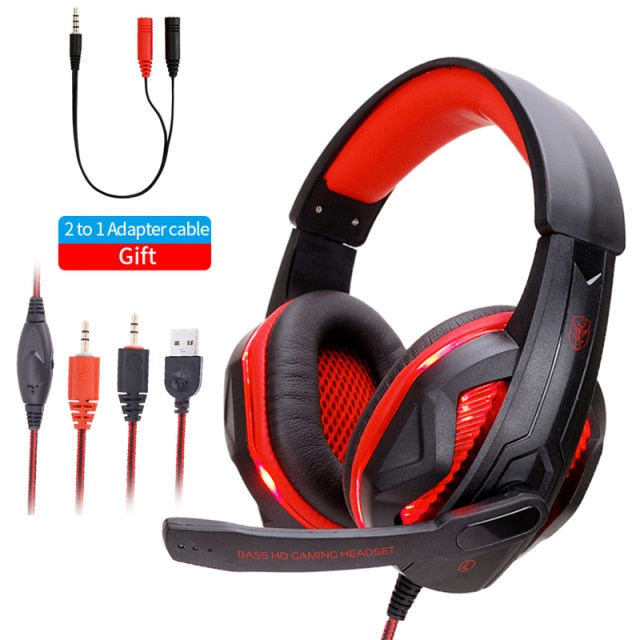 LED Wired Headphones With Microphone