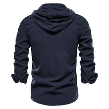 Load image into Gallery viewer, 100% Cotton Hooded Long Sleeve Shirt For Men
