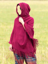 Load image into Gallery viewer, Women Hooded Knitting Poncho Shawl
