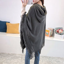 Load image into Gallery viewer, Women Hooded Knitting Poncho Shawl
