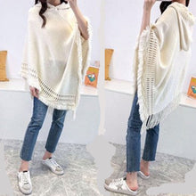 Load image into Gallery viewer, Women Hooded Knitting Poncho Shawl
