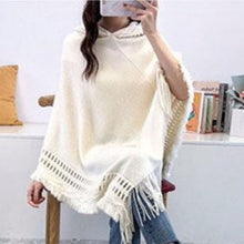 Load image into Gallery viewer, Women Hooded Knitting Poncho Shawl
