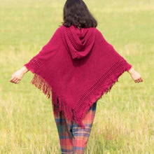 Load image into Gallery viewer, Women Hooded Knitting Poncho Shawl
