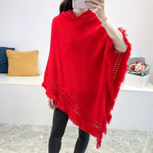 Load image into Gallery viewer, Women Hooded Knitting Poncho Shawl
