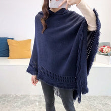 Load image into Gallery viewer, Women Hooded Knitting Poncho Shawl
