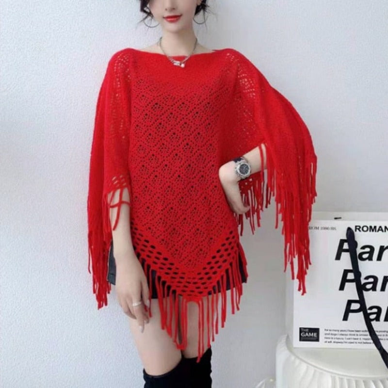 Knitted Women Shawl Poncho