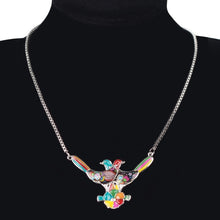 Load image into Gallery viewer, Enamel Bird Flower Necklace
