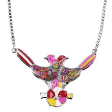 Load image into Gallery viewer, Enamel Bird Flower Necklace
