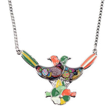 Load image into Gallery viewer, Enamel Bird Flower Necklace
