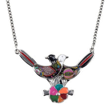 Load image into Gallery viewer, Enamel Bird Flower Necklace
