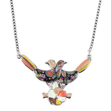 Load image into Gallery viewer, Enamel Bird Flower Necklace
