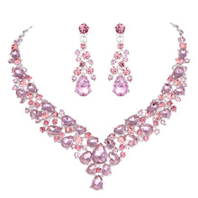 Load image into Gallery viewer, Teardrop Shape Crystal Bridal Jewelry Necklace + Earring Set
