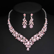 Load image into Gallery viewer, Teardrop Shape Crystal Bridal Jewelry Necklace + Earring Set
