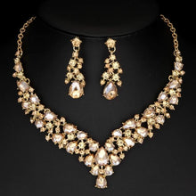 Load image into Gallery viewer, Teardrop Shape Crystal Bridal Jewelry Necklace + Earring Set
