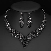 Load image into Gallery viewer, Teardrop Shape Crystal Bridal Jewelry Necklace + Earring Set
